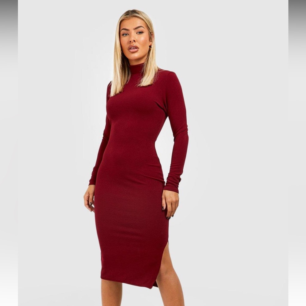HIGH NECK LONG SLEEVE MIDI DRESS US Size 6